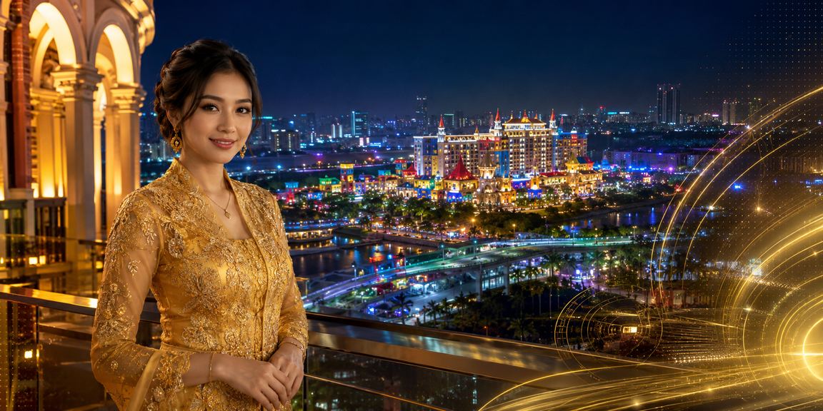Pengguna wanita Malaysia mengakses platform pertaruhan 7ate9 dengan gaya kebaya