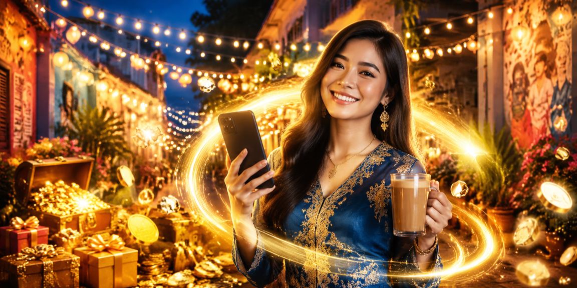 Pengguna menikmati cashback bonus platform 7ate9 gaya Malaysia di Pulau Pinang